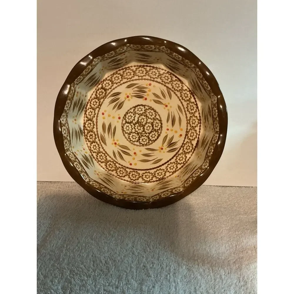 Temptations Old World Deep Pie Baking Dish By Tara Multicolor Fall Colors 9” L
